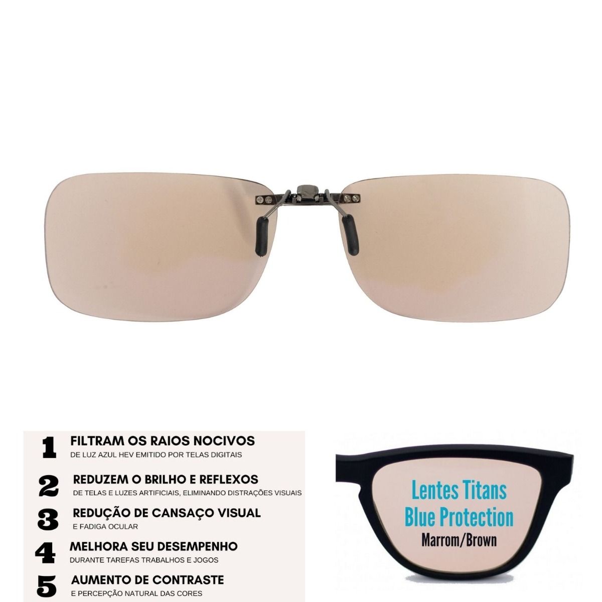 Clip Titans Blue Protection - Lentes Marrom/Castanho
